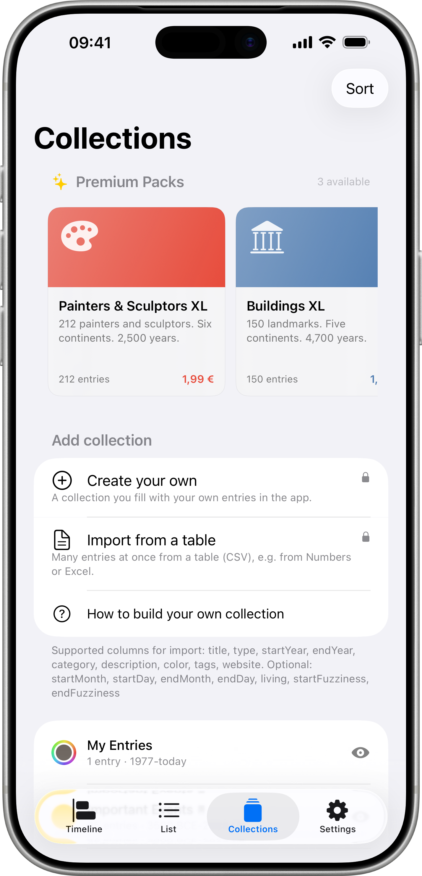 Parallel collections tab, with built-in collections and premium packs in one place