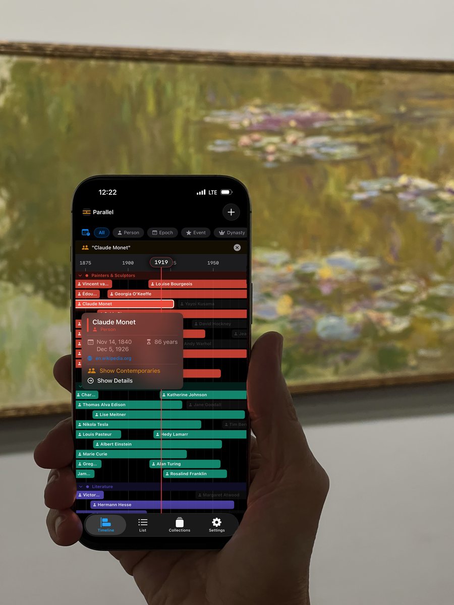 Parallel in front of a Monet painting, showing his contemporaries