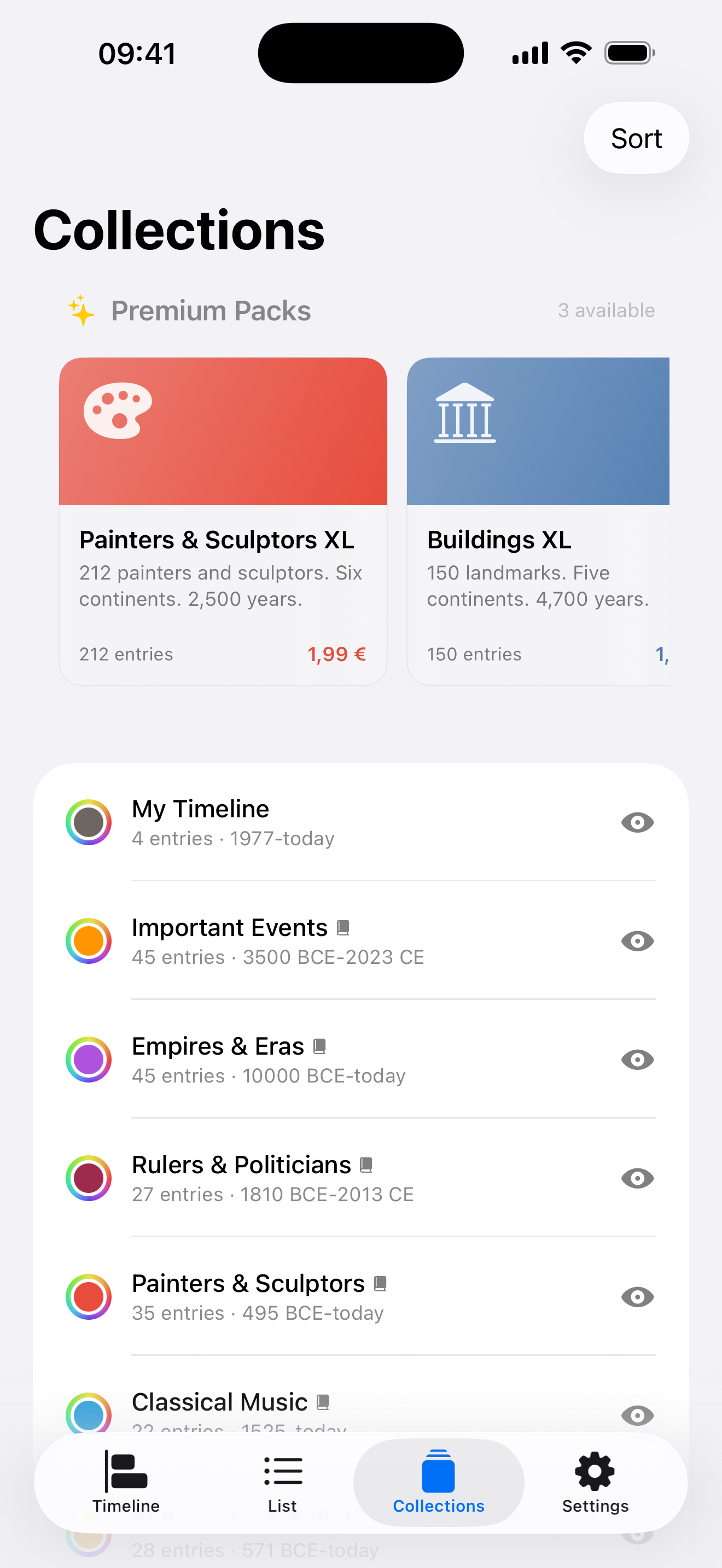 Parallel collections tab, with built-in collections and premium packs in one place